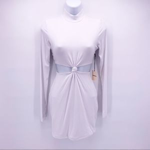 Superdown White Mockneck Long Sleeve Mini Dress